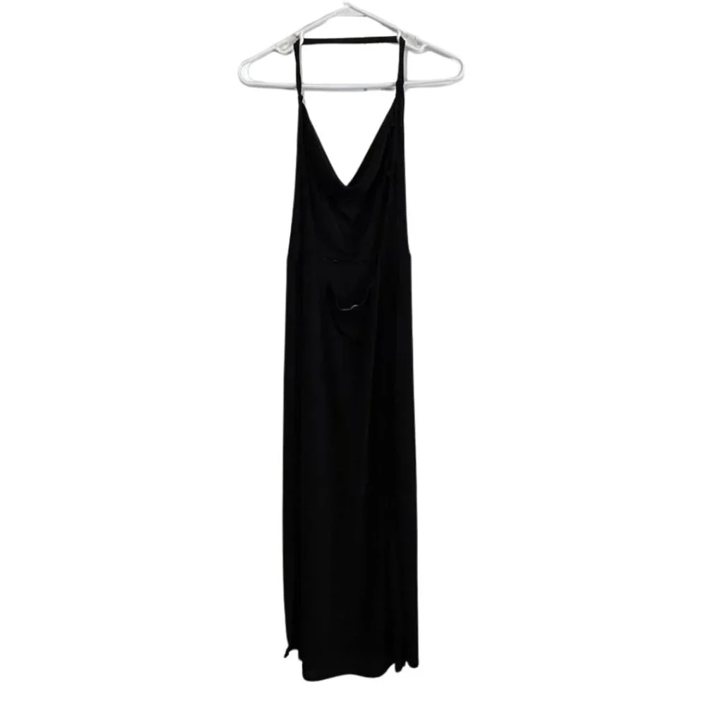 Free People Intimately Black Cowl Neck Strappy Back Maxi Dress Small Slit - Picture 2 of 10